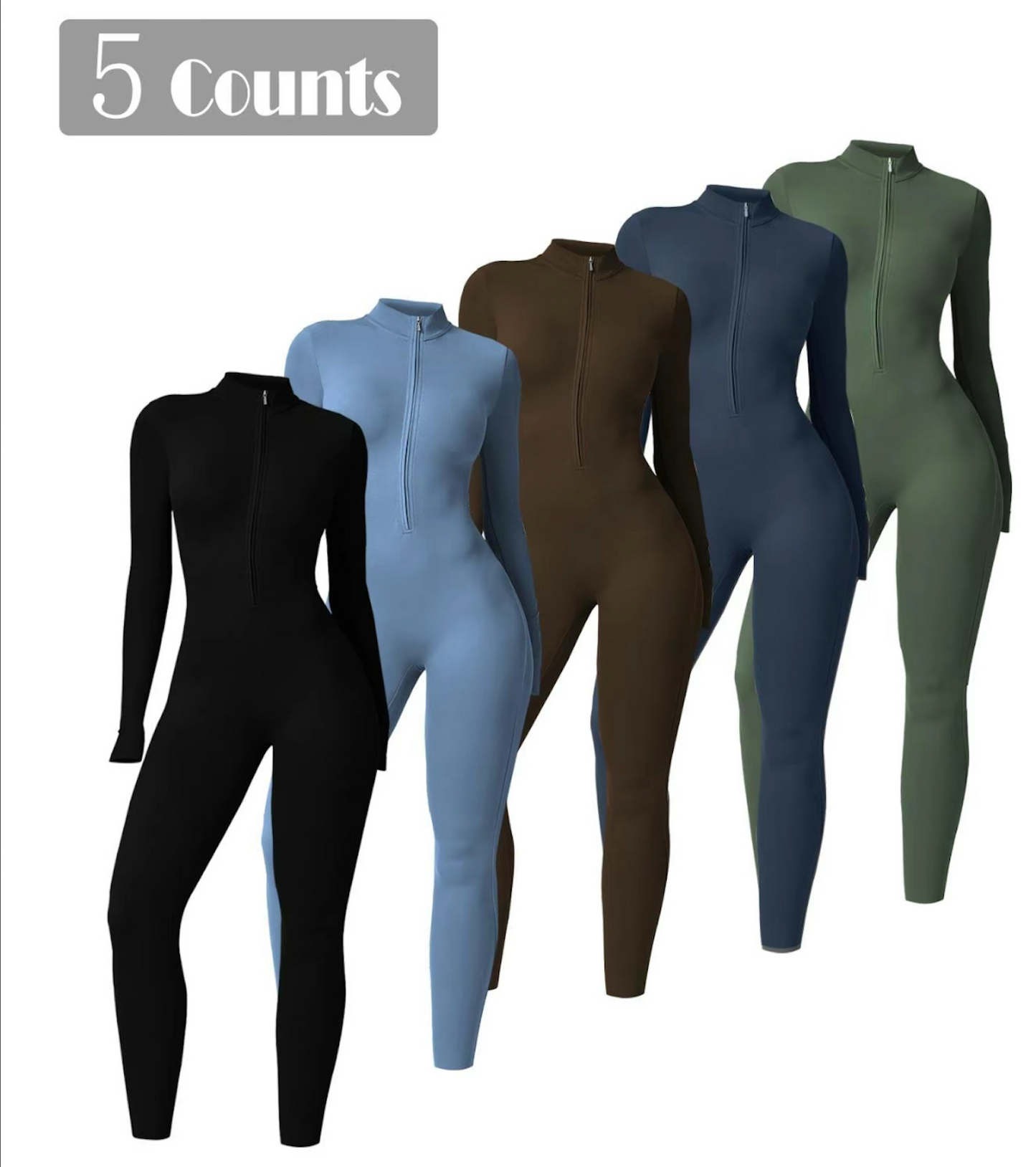 Sporty Women's Solid Color Half Zip Mock Neck Sports Jumpsuit, Casual Comfy Breathable Long Sleeve Zipper Skinny Jumpsuit for Yoga Gym Workout, Ladies Sportswear for All Seasons