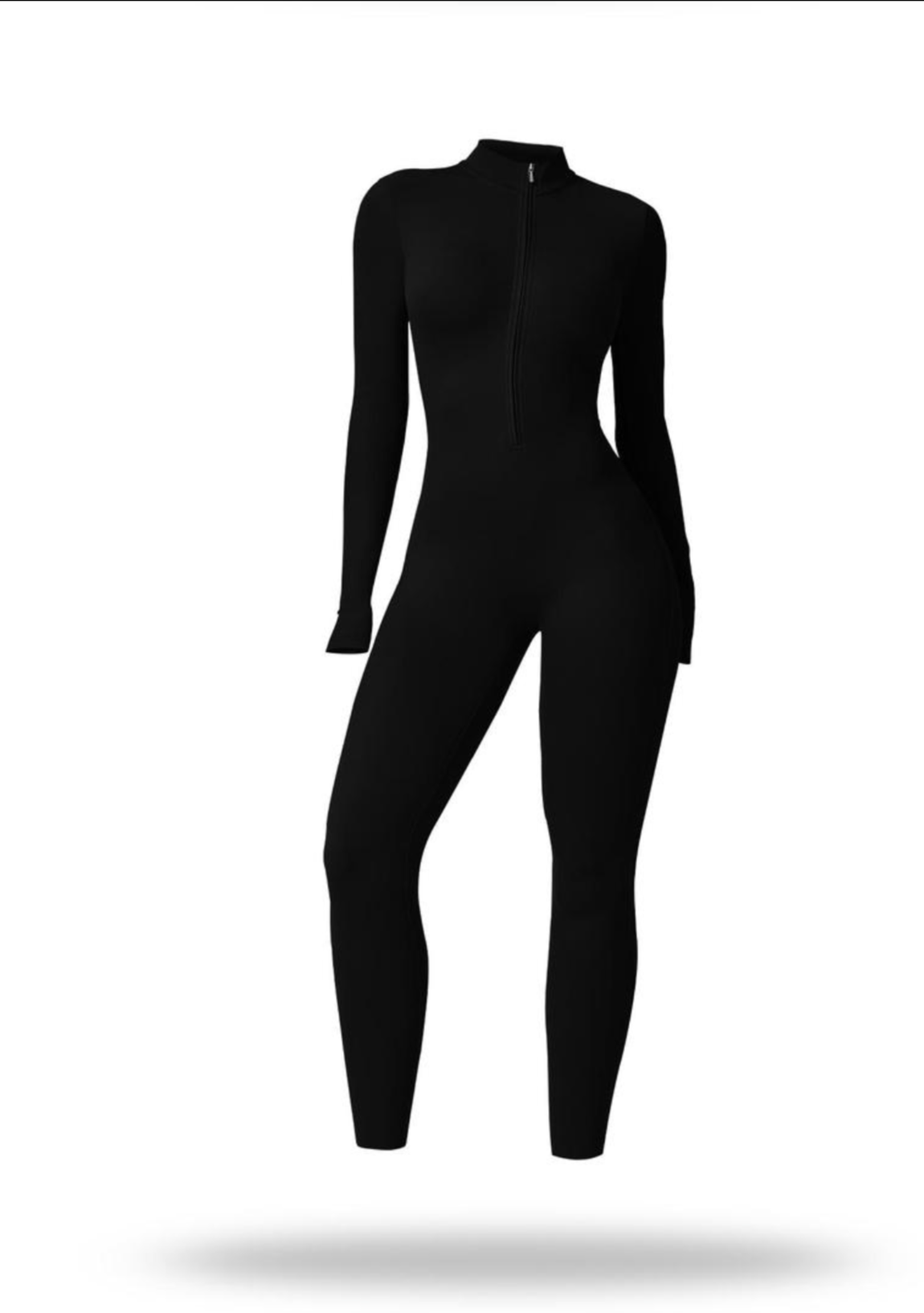 Sporty Women's Solid Color Half Zip Mock Neck Sports Jumpsuit, Casual Comfy Breathable Long Sleeve Zipper Skinny Jumpsuit for Yoga Gym Workout, Ladies Sportswear for All Seasons