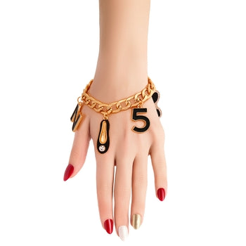Gold Black Luxury Shoe Charm Bracelet Color, Gold