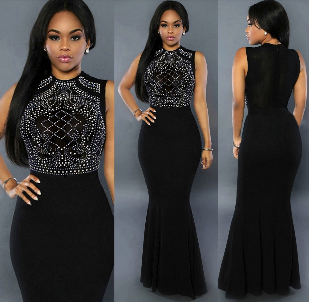 Sleeveless Prom Dress/Hot Drill slim