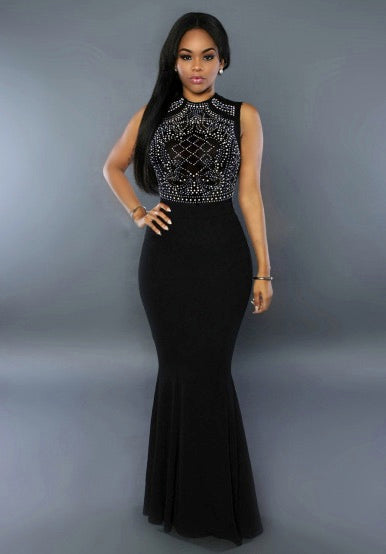 Sleeveless Prom Dress/Hot Drill slim