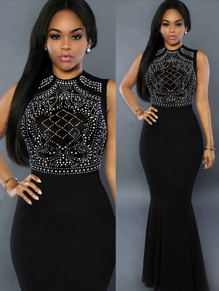 Sleeveless Prom Dress/Hot Drill slim