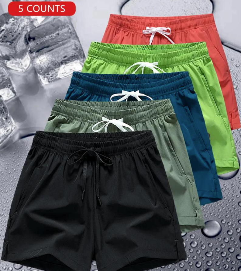 Men's letter Print Drawstring Waist Shorts Set of 5