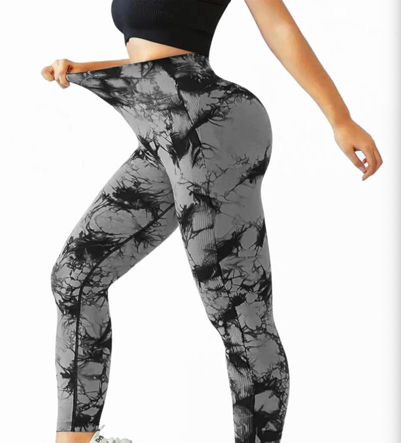 Women's Tie Dye Print Ruched High Waist Sports Leggings