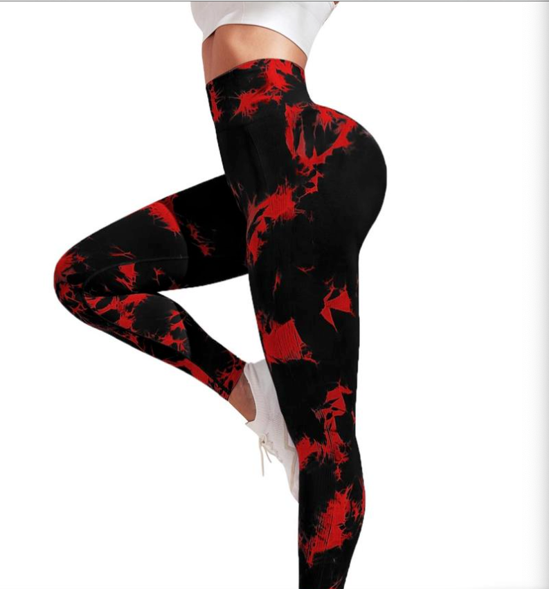 Women's Tie Dye Print Ruched High Waist Sports Leggings