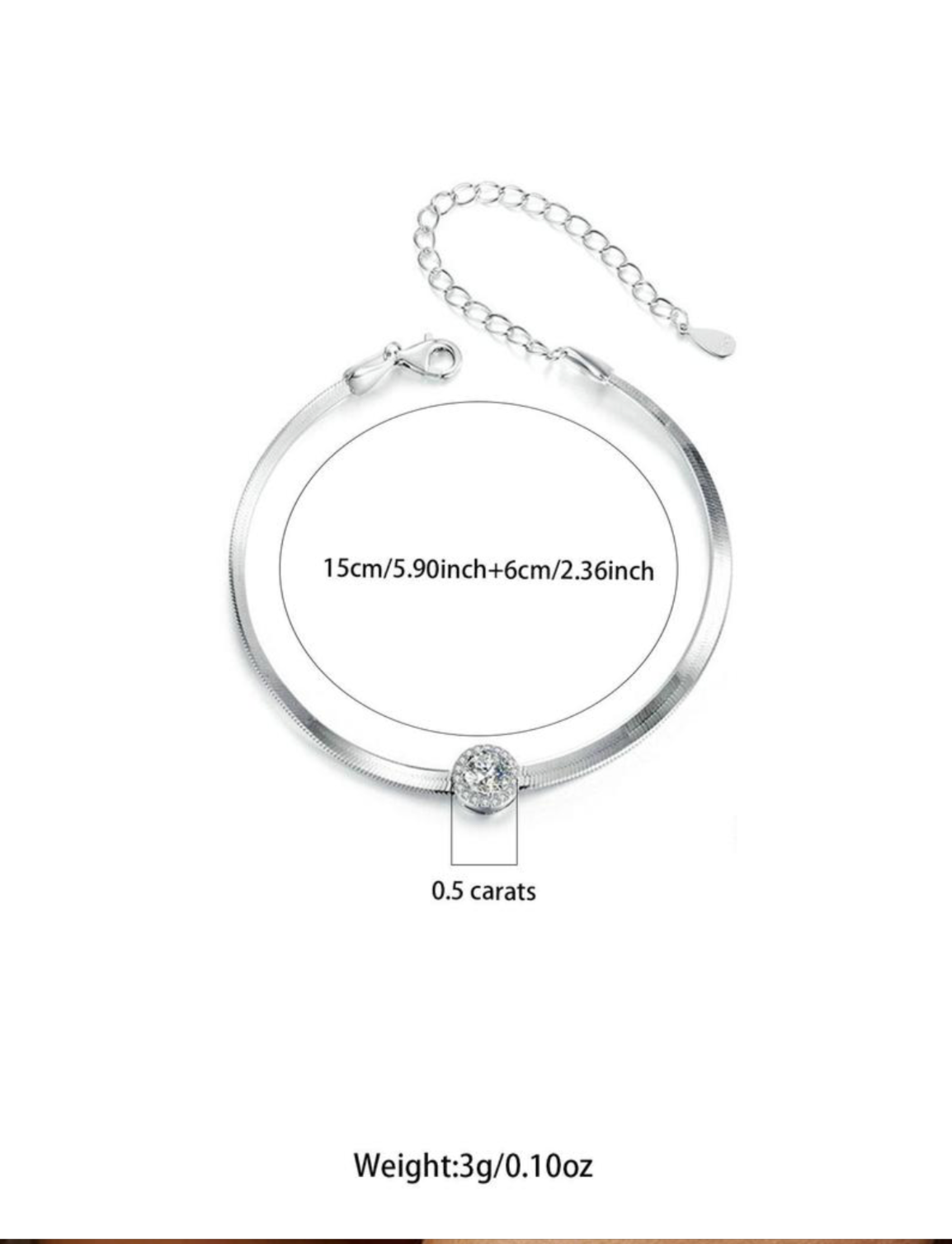 S925 Sterling Silver Simple Rhinestones Decor Design Bracelet, Fashionable Jewelry for Women & Girls, Trendy All-match & Exquisite Jewelry for Birthday Gift